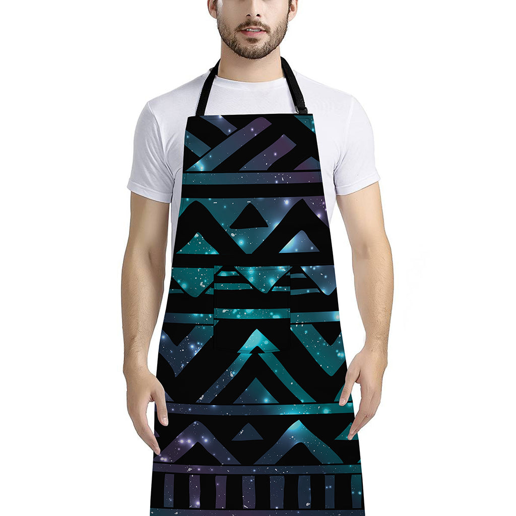 Aztec Tribal Galaxy Pattern Print Bib Apron With Pocket