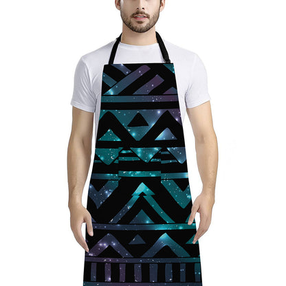Aztec Tribal Galaxy Pattern Print Bib Apron With Pocket