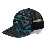 Aztec Tribal Galaxy Pattern Print Black Mesh Trucker Cap
