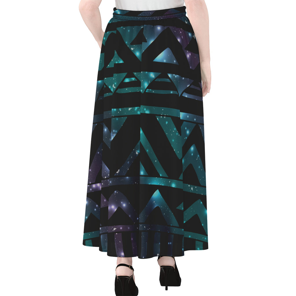 Aztec Tribal Galaxy Pattern Print Chiffon Maxi Skirt