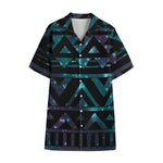 Aztec Tribal Galaxy Pattern Print Cotton Hawaiian Shirt