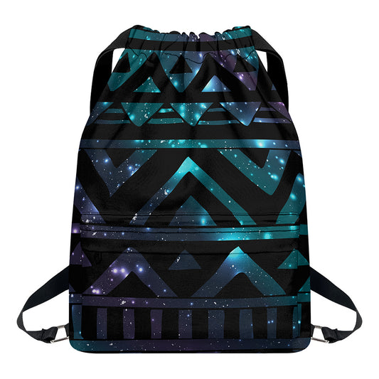 Aztec Tribal Galaxy Pattern Print Drawstring Backpack