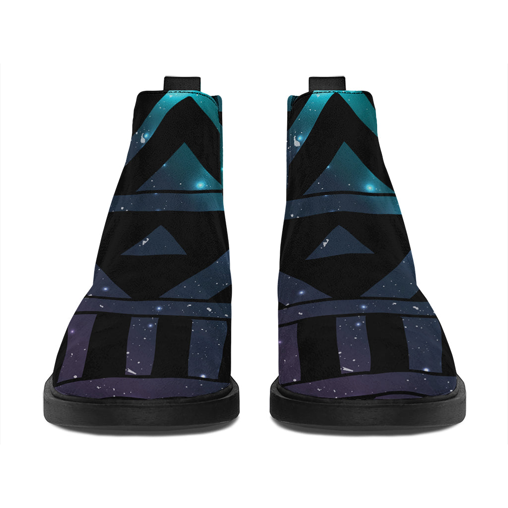 Aztec Tribal Galaxy Pattern Print Flat Ankle Boots