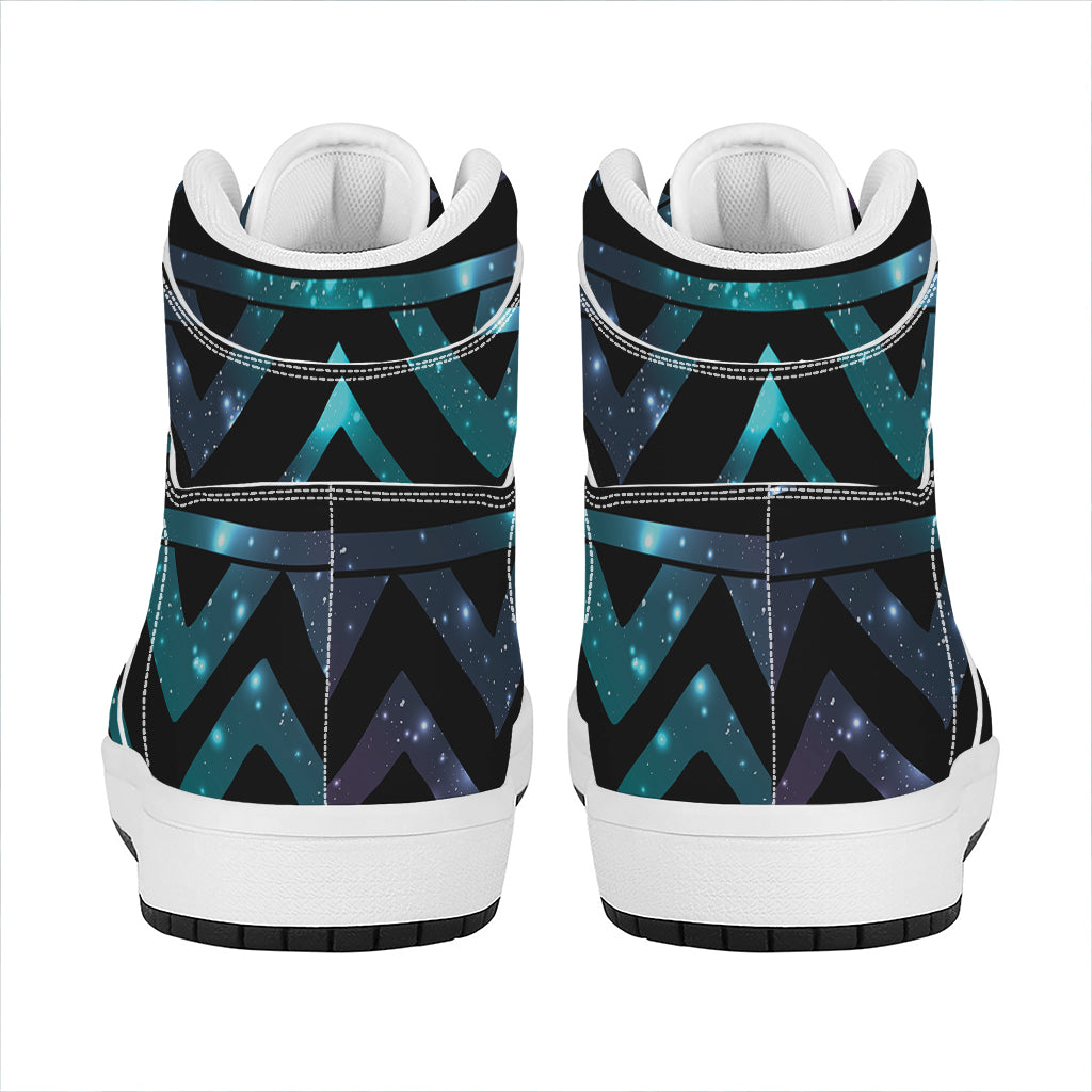 Aztec Tribal Galaxy Pattern Print High Top Leather Sneakers