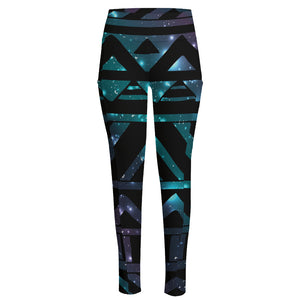 Aztec Tribal Galaxy Pattern Print High-Waisted Pocket Leggings