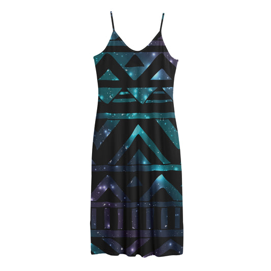 Aztec Tribal Galaxy Pattern Print Jersey Midi Cami Dress