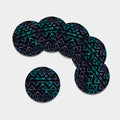 Aztec Tribal Galaxy Pattern Print Leather Coaster Set