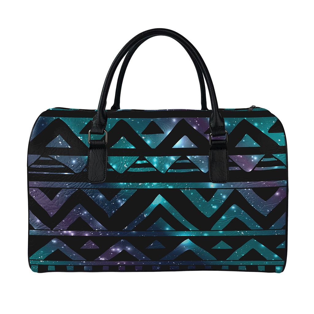 Aztec Tribal Galaxy Pattern Print Leather Duffle Bag