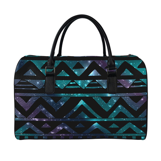 Aztec Tribal Galaxy Pattern Print Leather Duffle Bag