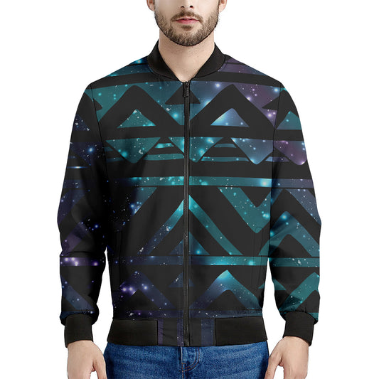 Aztec Tribal Galaxy Pattern Print Men's Bomber Jacket