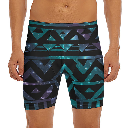 Aztec Tribal Galaxy Pattern Print Men's Long Boxer Briefs