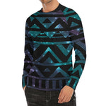 Aztec Tribal Galaxy Pattern Print Men's Long Sleeve Rash Guard