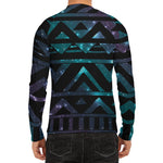 Aztec Tribal Galaxy Pattern Print Men's Long Sleeve Rash Guard