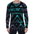 Aztec Tribal Galaxy Pattern Print Men's Long Sleeve T-Shirt