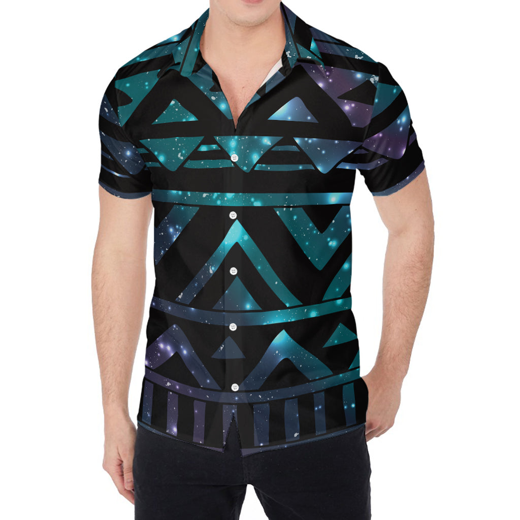 Aztec Tribal Galaxy Pattern Print Men's Shirt