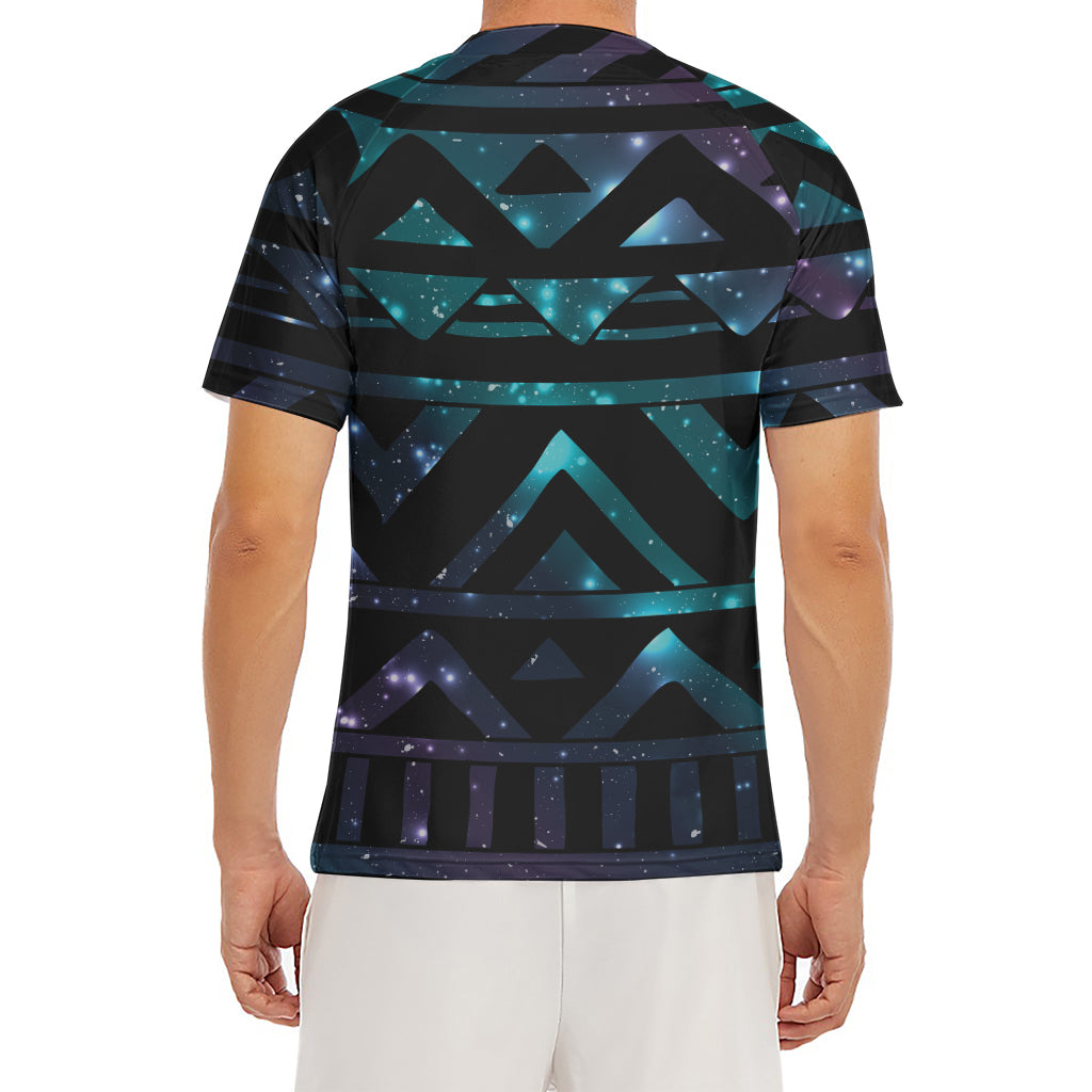 Aztec Tribal Galaxy Pattern Print Men's Short Sleeve Rash Guard