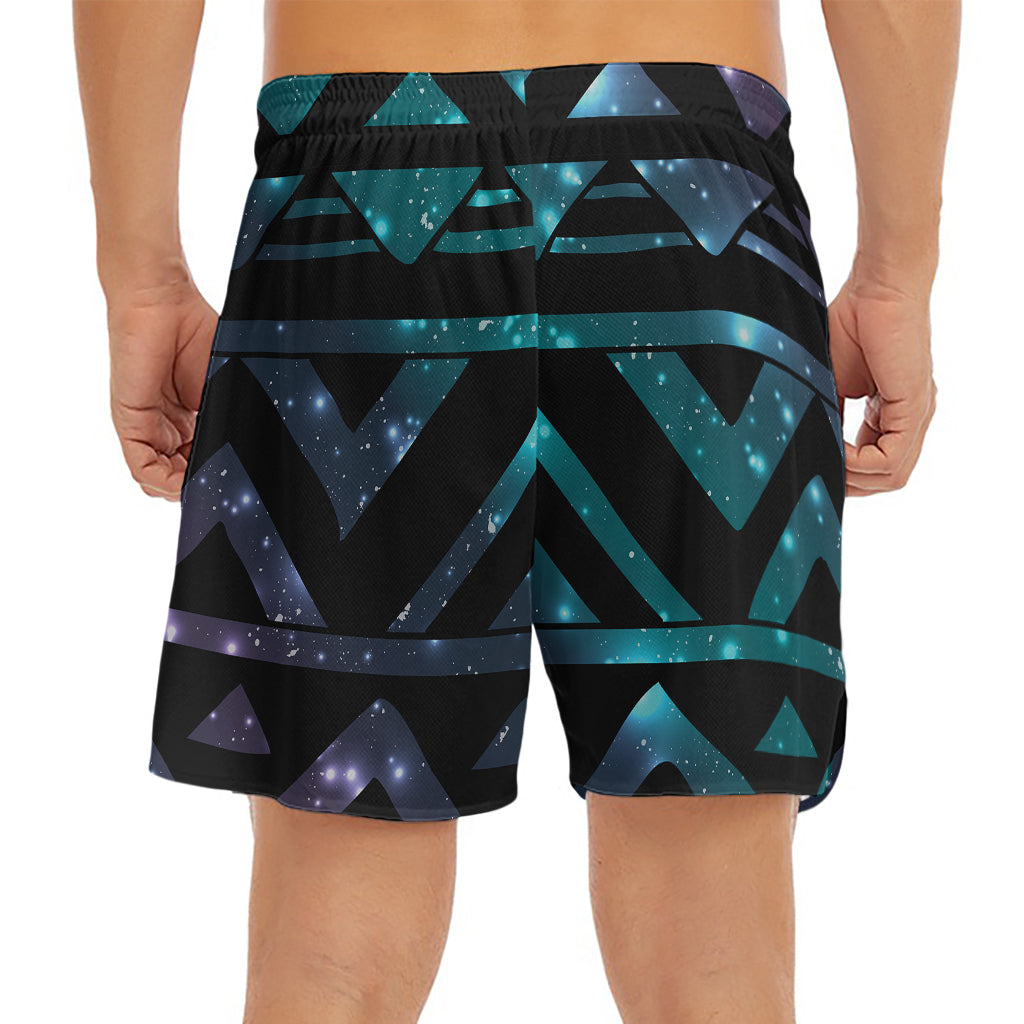 Aztec Tribal Galaxy Pattern Print Men's Split Running Shorts