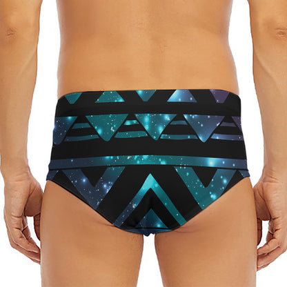 Aztec Tribal Galaxy Pattern Print Men's Triangle Swim Briefs
