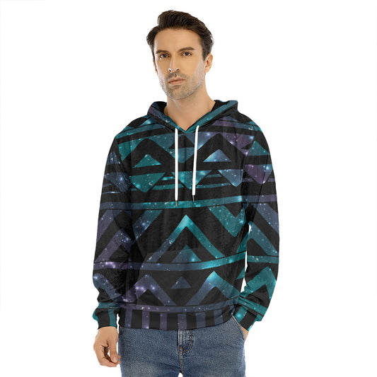 Aztec Tribal Galaxy Pattern Print Men's Velvet Pullover Hoodie