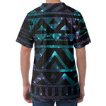 Aztec Tribal Galaxy Pattern Print Men's Velvet T-Shirt