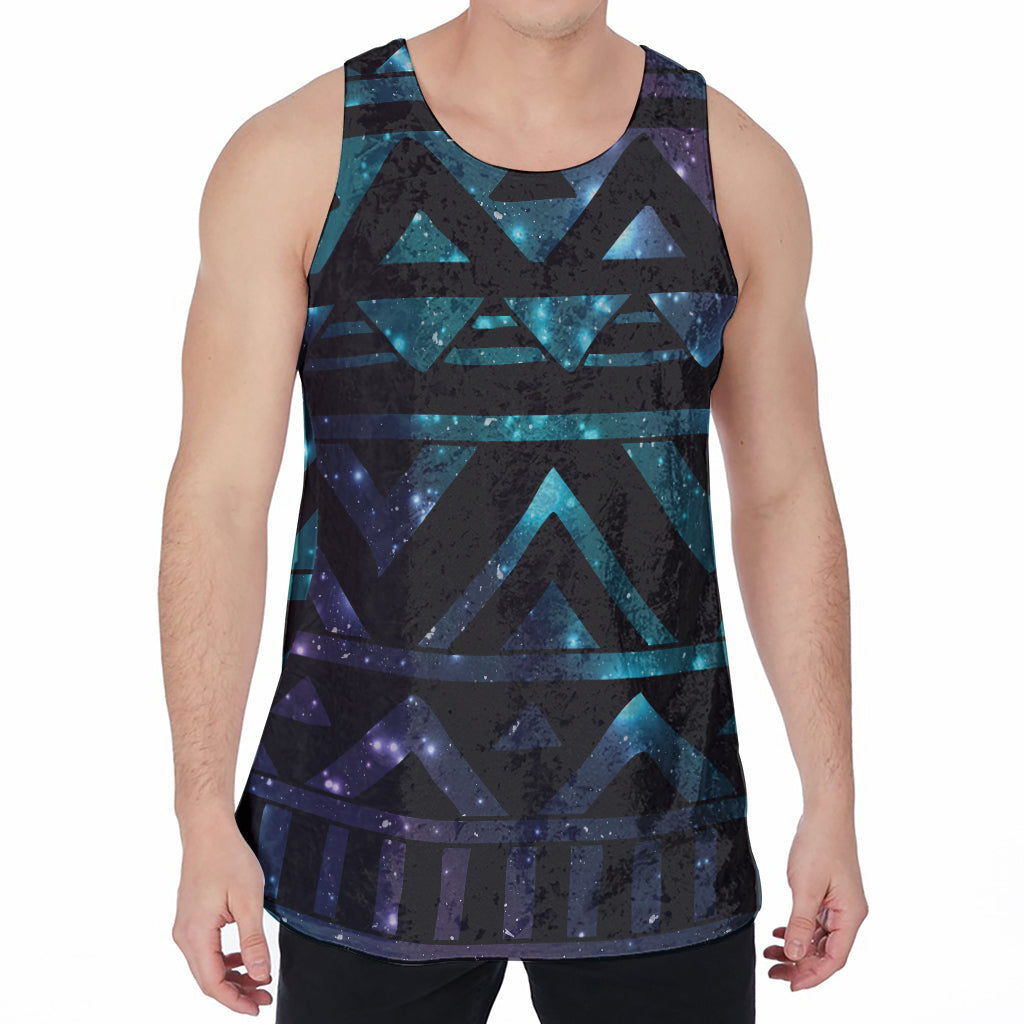 Aztec Tribal Galaxy Pattern Print Men's Velvet Tank Top