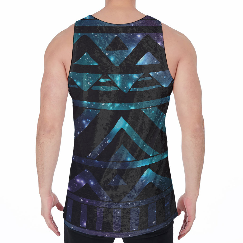 Aztec Tribal Galaxy Pattern Print Men's Velvet Tank Top