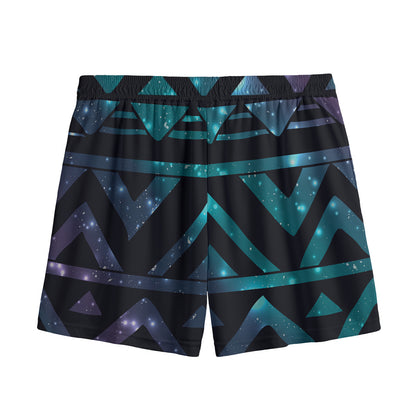 Aztec Tribal Galaxy Pattern Print Mesh Shorts