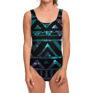 Aztec Tribal Galaxy Pattern Print One Piece Swimsuit