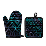 Aztec Tribal Galaxy Pattern Print Oven Mitt And Pot Holder Set