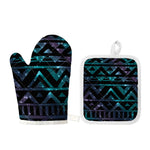 Aztec Tribal Galaxy Pattern Print Oven Mitt And Pot Holder Set