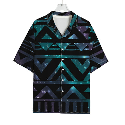 Aztec Tribal Galaxy Pattern Print Rayon Hawaiian Shirt