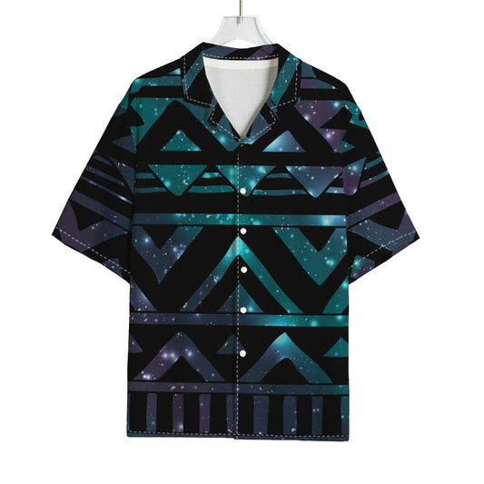 Aztec Tribal Galaxy Pattern Print Rayon Hawaiian Shirt