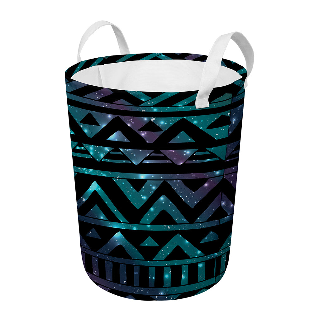 Aztec Tribal Galaxy Pattern Print Round Laundry Basket