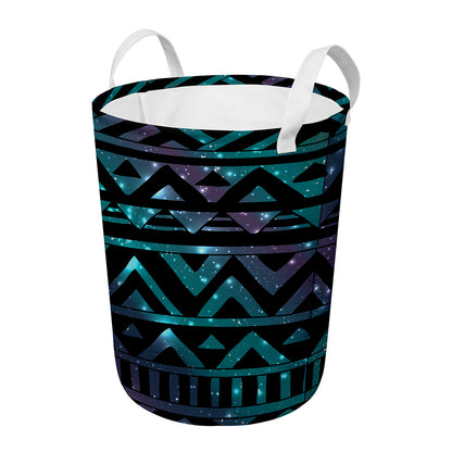 Aztec Tribal Galaxy Pattern Print Round Laundry Basket