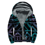 Aztec Tribal Galaxy Pattern Print Sherpa Lined Zip Up Hoodie