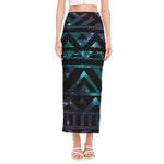 Aztec Tribal Galaxy Pattern Print Side Slit Maxi Skirt