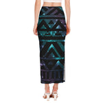 Aztec Tribal Galaxy Pattern Print Side Slit Maxi Skirt