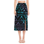 Aztec Tribal Galaxy Pattern Print Side Slit Midi Skirt