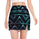 Aztec Tribal Galaxy Pattern Print Side Slit Mini Skirt