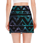 Aztec Tribal Galaxy Pattern Print Side Slit Mini Skirt