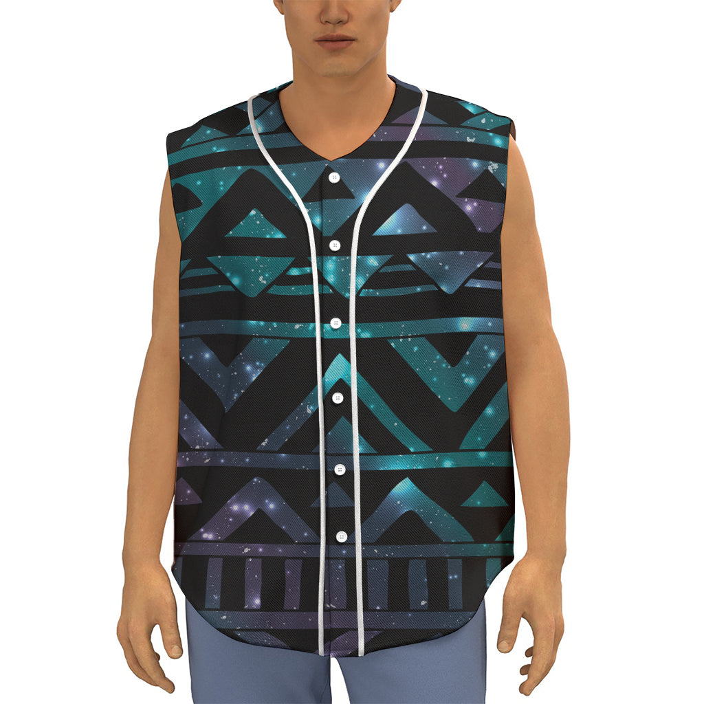 Aztec Tribal Galaxy Pattern Print Sleeveless Baseball Jersey