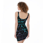 Aztec Tribal Galaxy Pattern Print Sleeveless Bodycon Dress