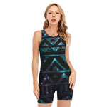 Aztec Tribal Galaxy Pattern Print Sleeveless One Piece Swimsuit