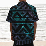 Aztec Tribal Galaxy Pattern Print Textured Short Sleeve Shirt