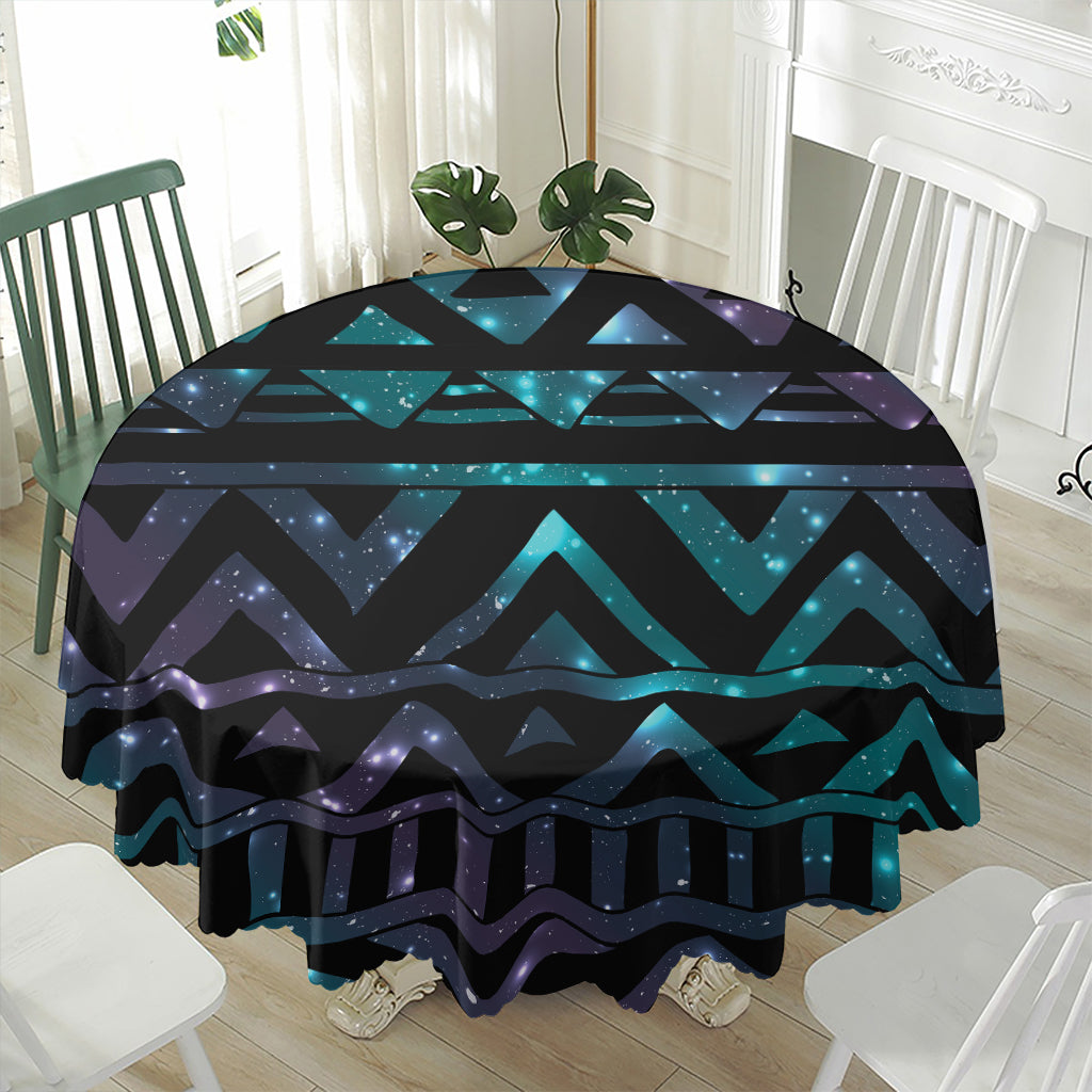 Aztec Tribal Galaxy Pattern Print Waterproof Round Tablecloth