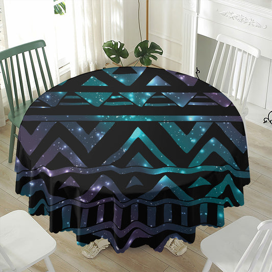 Aztec Tribal Galaxy Pattern Print Waterproof Round Tablecloth