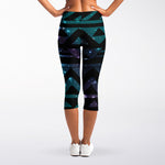 Aztec Tribal Galaxy Pattern Print Women's Capri Leggings