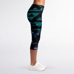 Aztec Tribal Galaxy Pattern Print Women's Capri Leggings