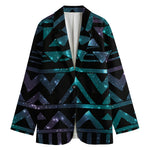 Aztec Tribal Galaxy Pattern Print Women's Cotton Blazer