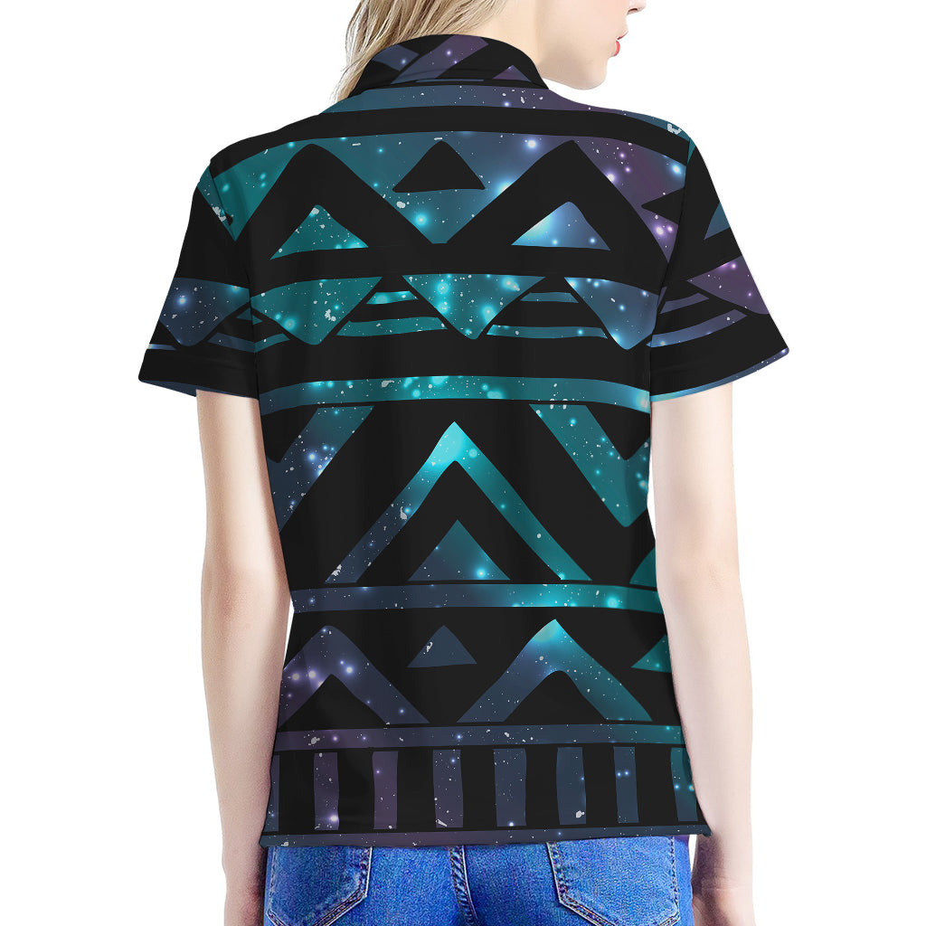 Aztec Tribal Galaxy Pattern Print Women's Polo Shirt